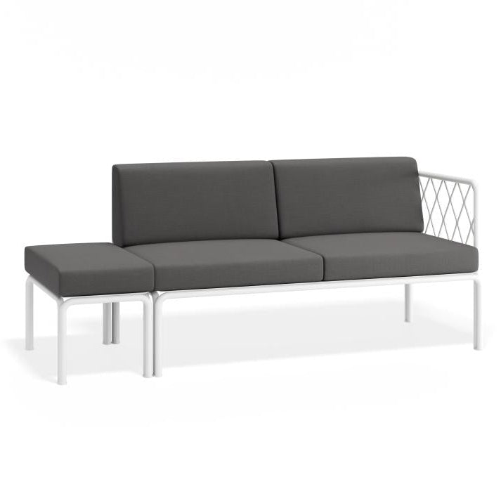 Modern Outdoor White 2-Seater Cushion Sofa - Granite Grey