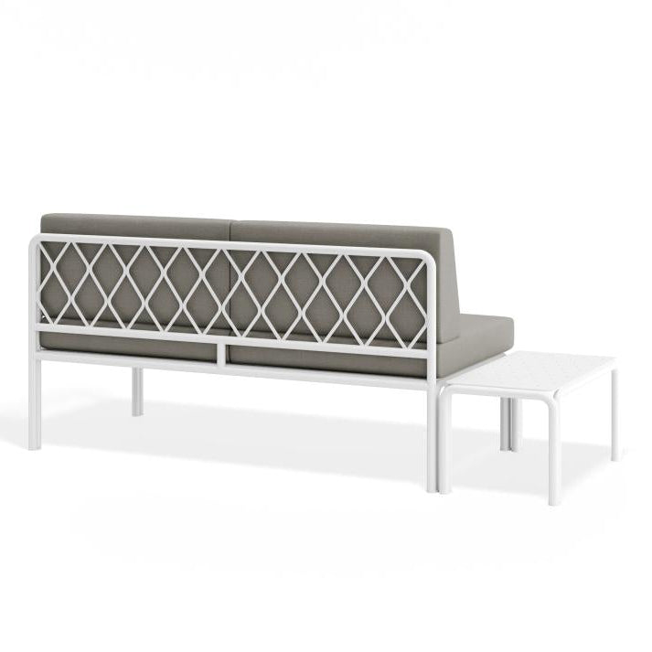 Modern Outdoor White 2-Seater Cushion Sofa - Granite Grey