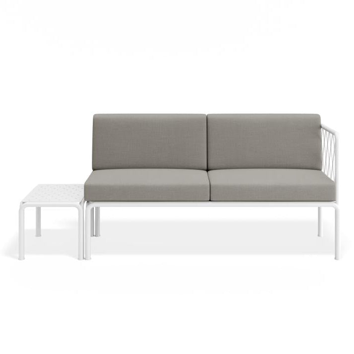 Modern Outdoor White 2-Seater Cushion Sofa - Sandy Grey