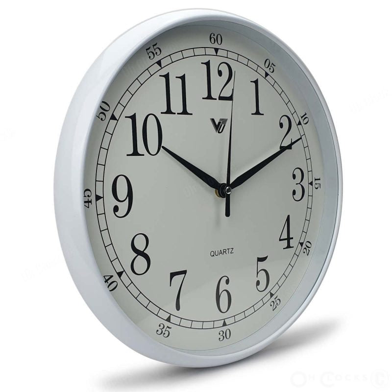 Modern Plastic Frame Round Wall Clock 33cms (Available in 2 colors)