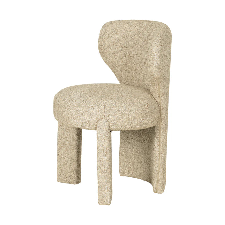 Modern Rowan Fabric Lounge Armless Chair - Pale Beige