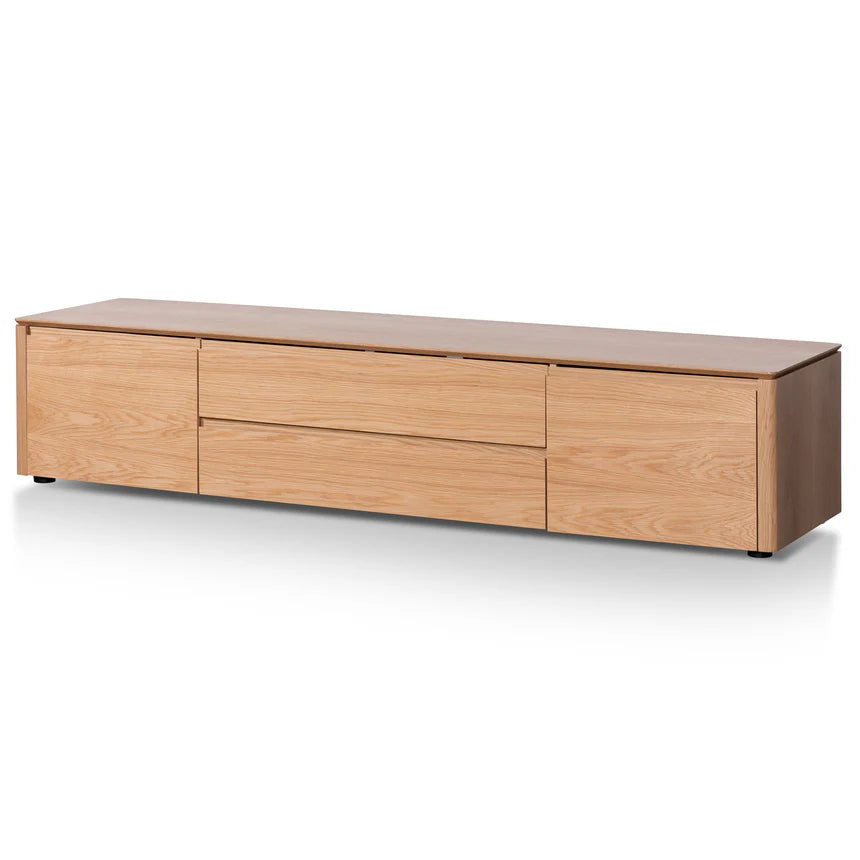 Modern Simplicity TV Unit with Middle Drawer 200cms - Natural Oak