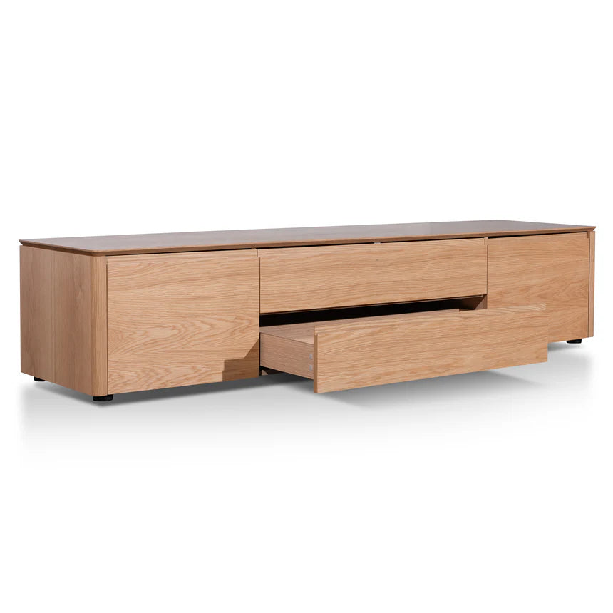 Modern Simplicity TV Unit with Middle Drawer 200cms - Natural Oak