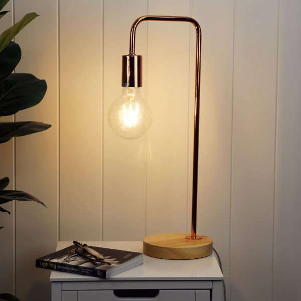 Modern Timber Metal Scandi Table Lamp (Available in 4 Colors)