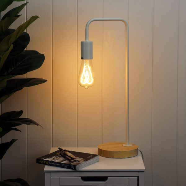 Modern Timber Metal Scandi Table Lamp (Available in 4 Colors)