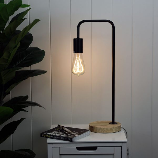 Modern Timber Metal Scandi Table Lamp (Available in 4 Colors)