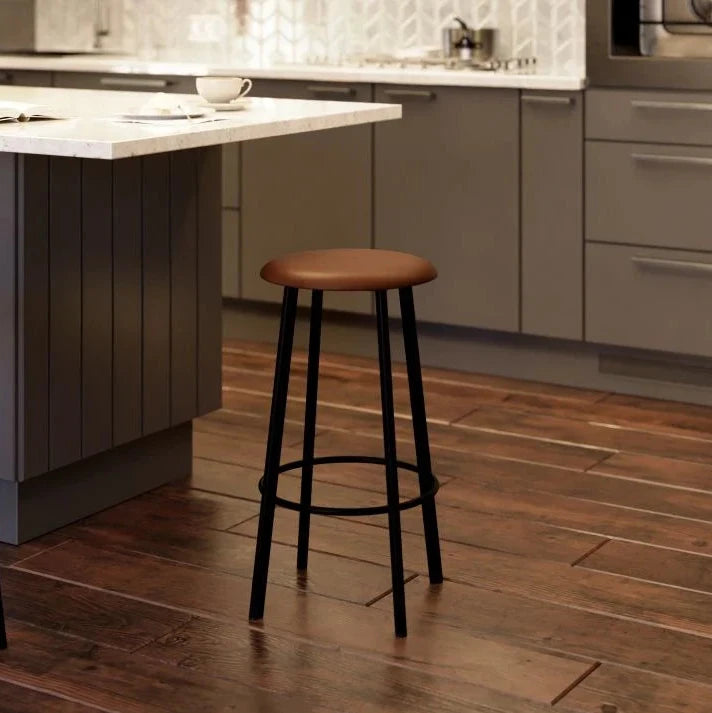 Modern Vintage Atlas Leather Seat Bar Stool - 65cms (Available in 4 Seat Colors)