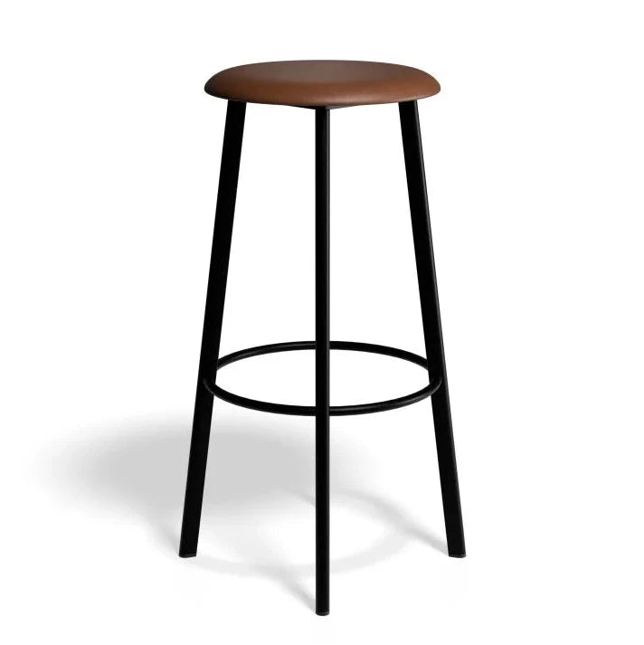 Modern Vintage Atlas Leather Seat Bar Stool - 75cms (Available in 4 Seat Colors)