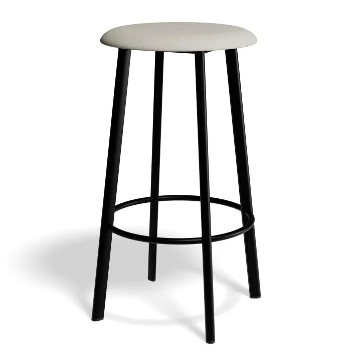 Modern Vintage Atlas Fabric Seat Bar Stool - 65cms (Available in 3 Seat Colors)