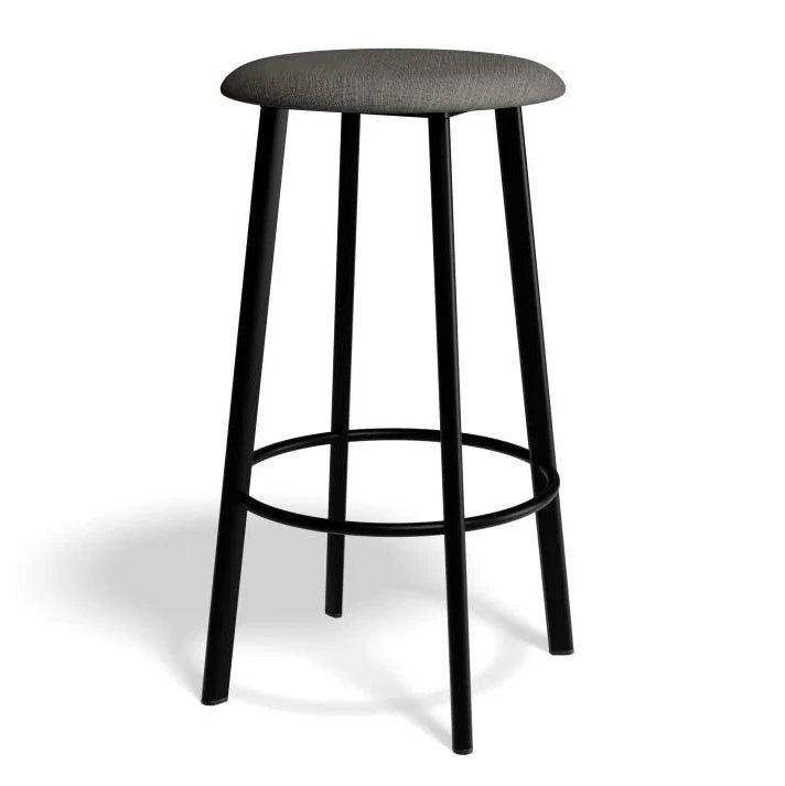 Modern Vintage Atlas Fabric Seat Bar Stool - 65cms (Available in 3 Seat Colors)