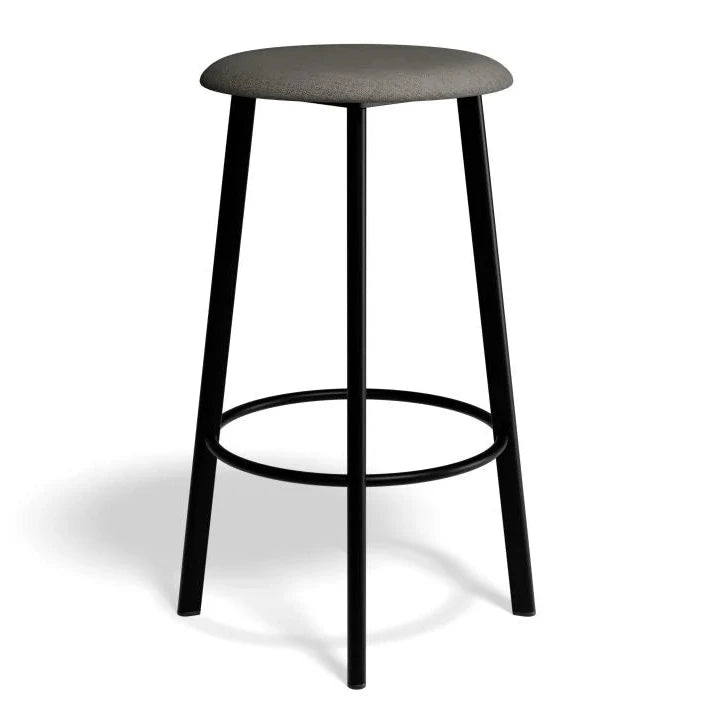 Modern Vintage Atlas Fabric Seat Bar Stool - 75cms (Available in 3 Seat Colors)
