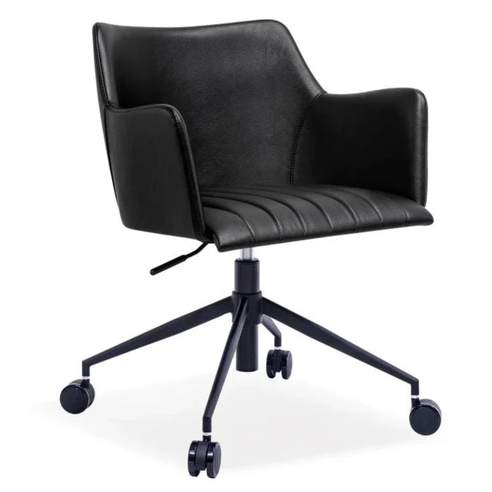 Modern Vintage Black Leather Seat Office Chair