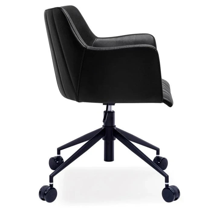 Modern Vintage Black Leather Seat Office Chair