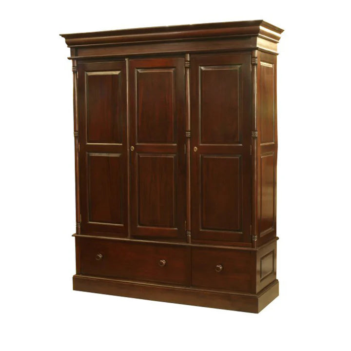 Modern Vintage Colonial Style Wardrobe - Rose Mahogany