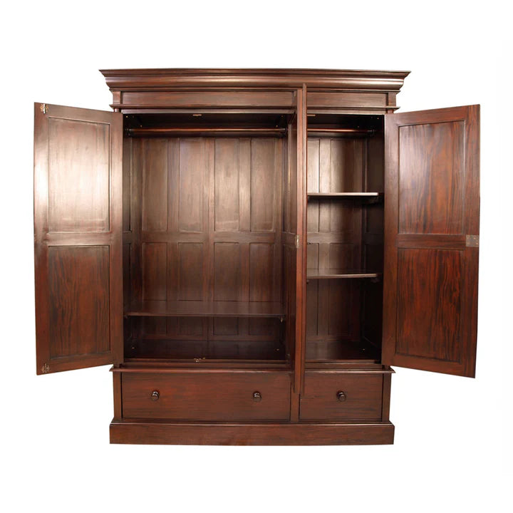 Modern Vintage Colonial Style Wardrobe - Rose Mahogany