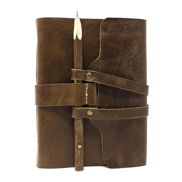 Modern Vintage Leather Journal with Pencil Lock