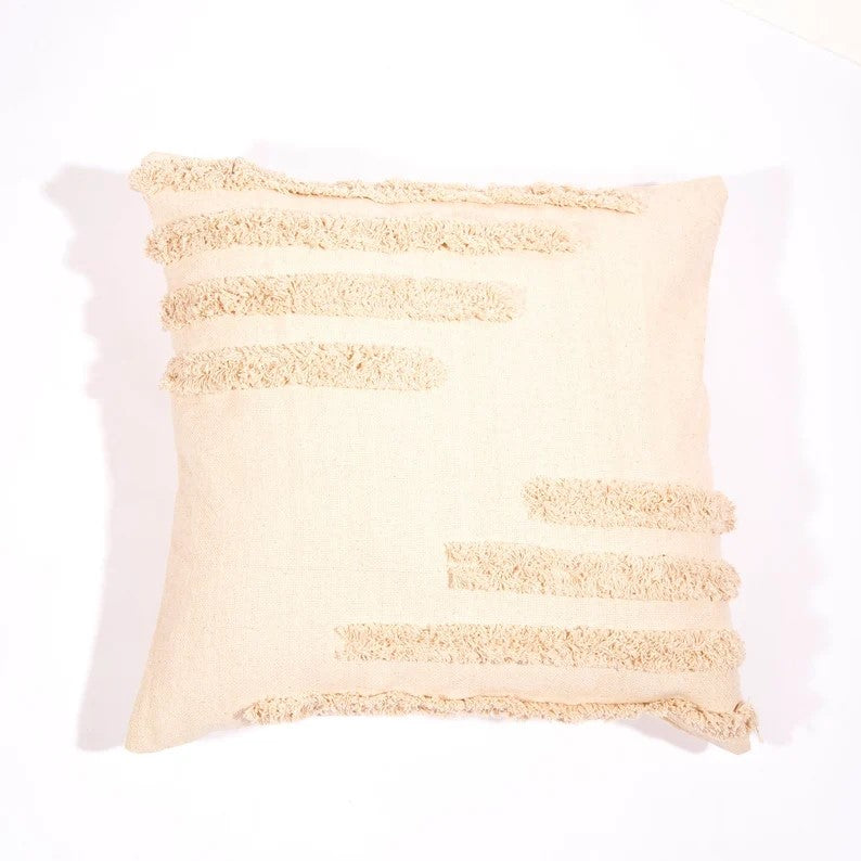 Modern White Shaggy Cotton Cushion Cover 50 x 50cms