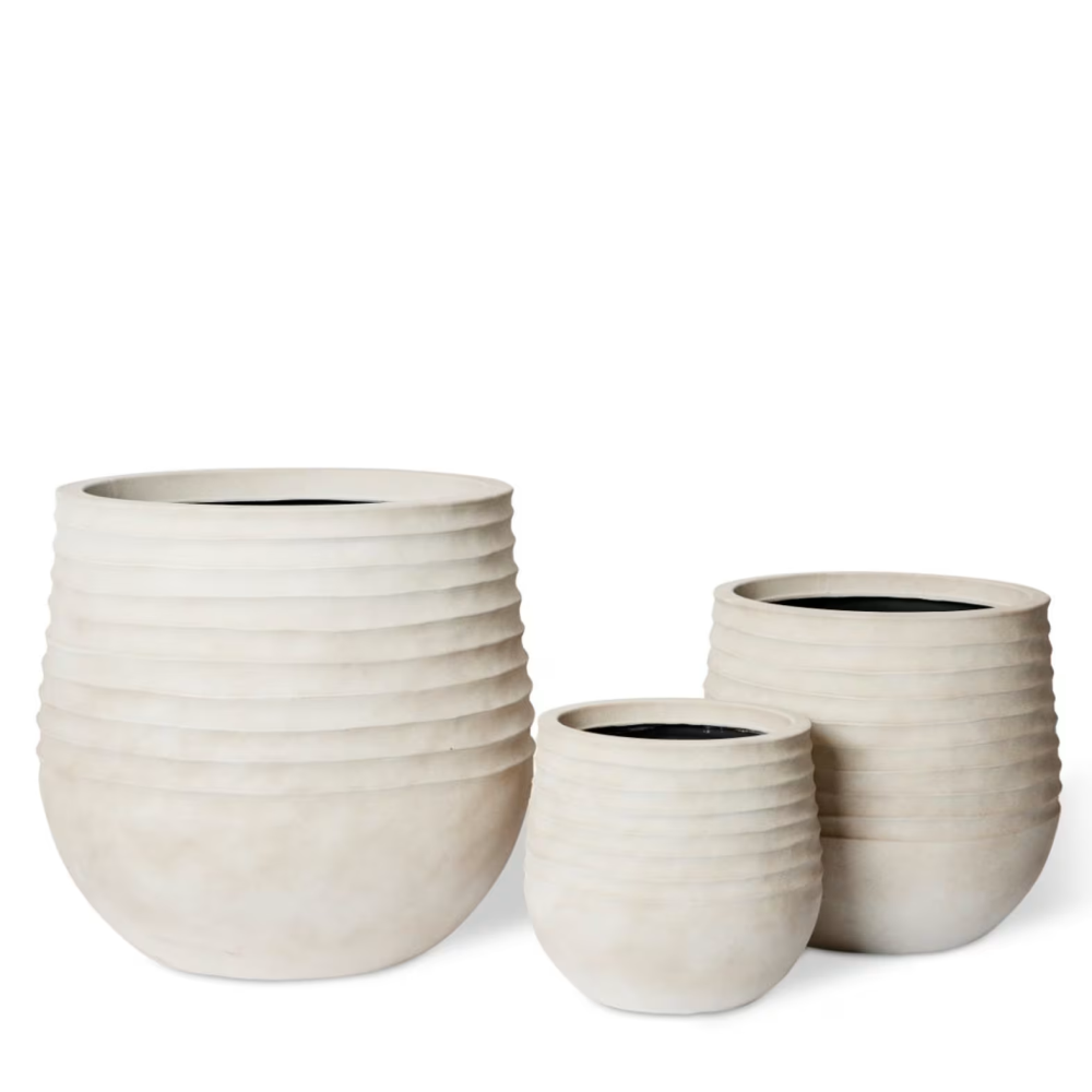 Modern Outdoor Knox Stonelite Planters - Beige - Set of 3