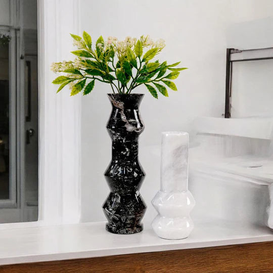 Modernist Single-Stem Tube Vase - Black & White