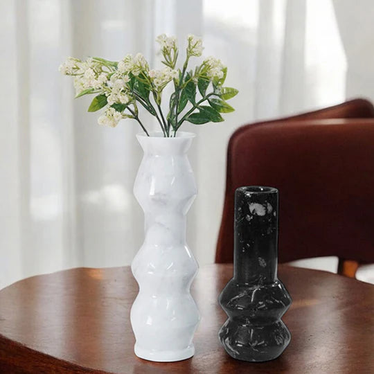 Modernist Single-Stem Tube Vase - White & Black