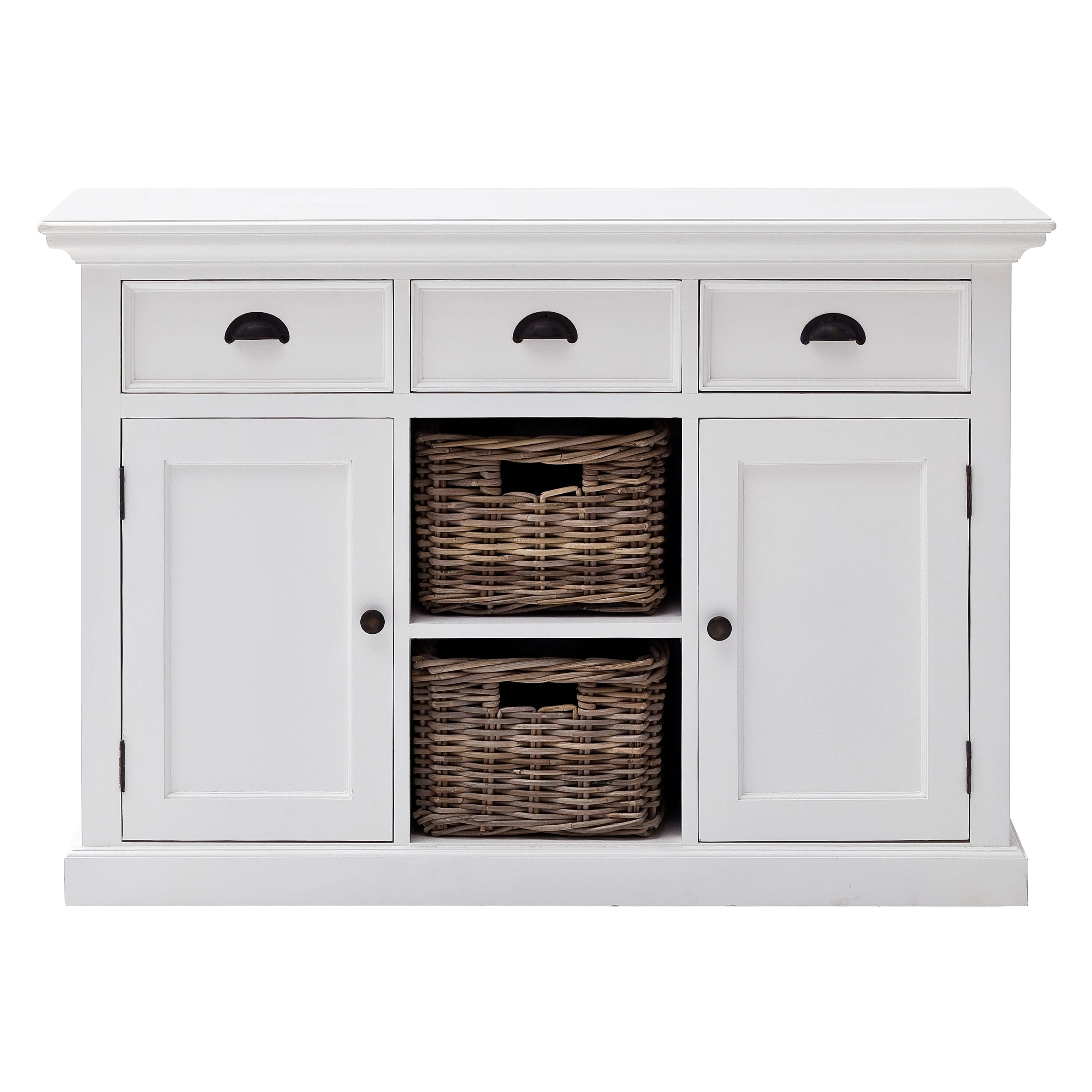 Classic Farmhouse Buffet 3 Drawers, 2 Doors & 2 Baskets