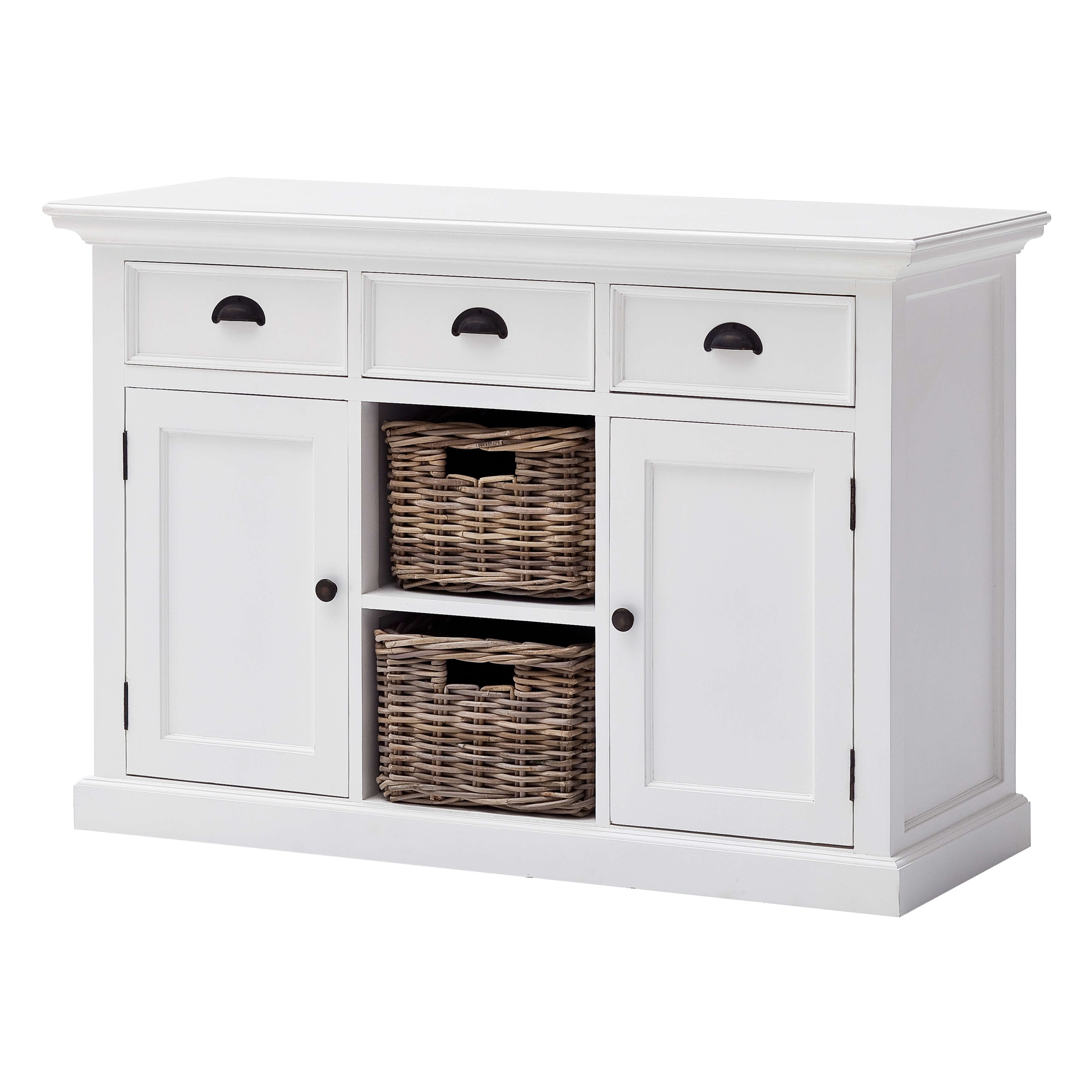 Classic Farmhouse Buffet 3 Drawers, 2 Doors & 2 Baskets