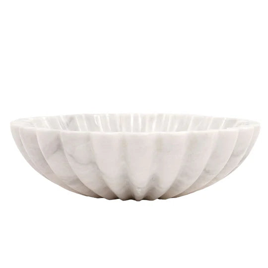 Multi-Use Marble Flower Dish - White