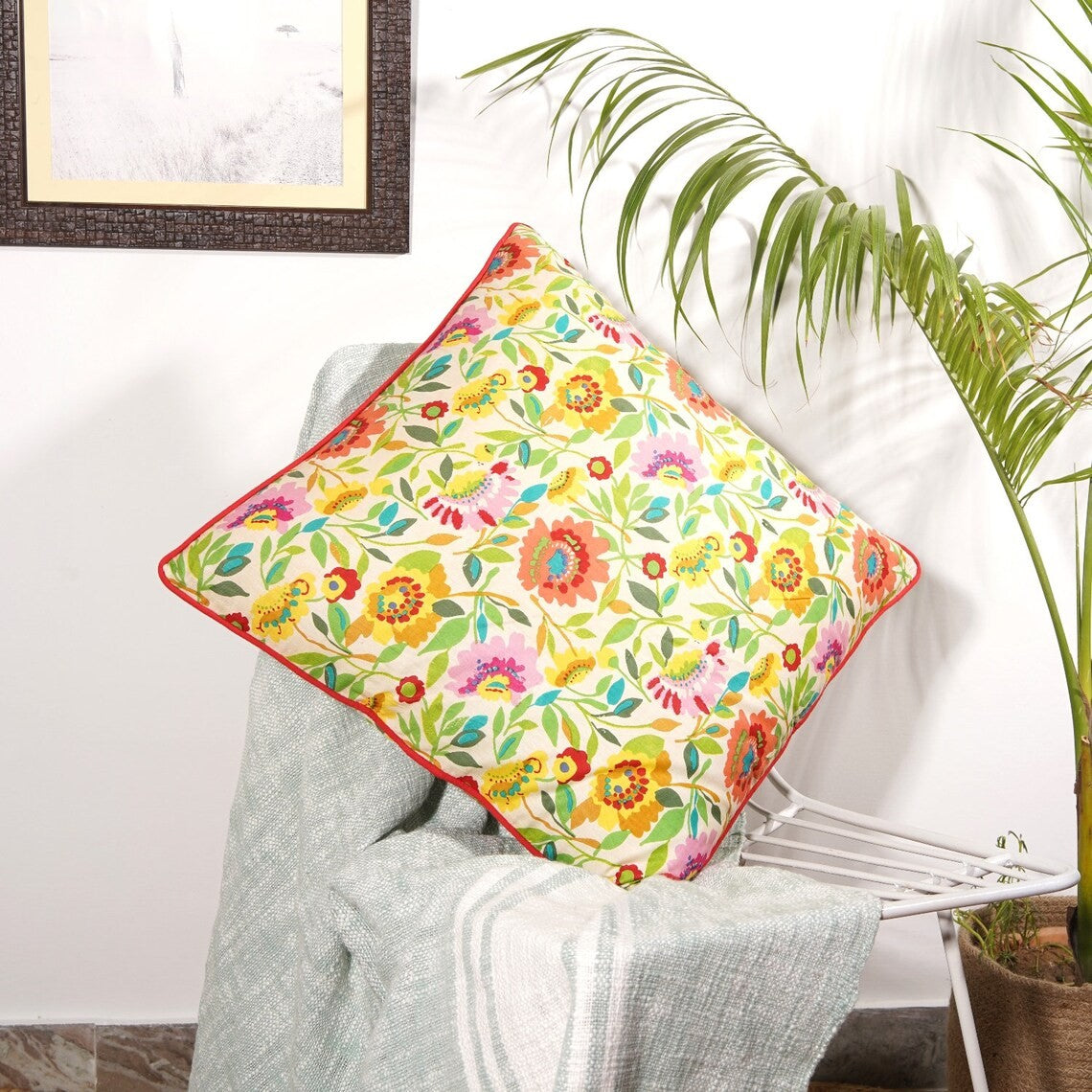 Multicolor Blossom Cotton Cushion cover 50 x 50cms