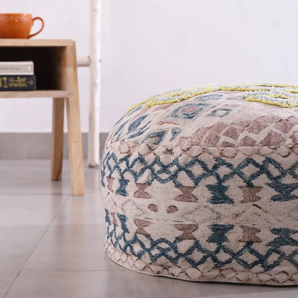 Multicolor Diamond Embossed Round Ottoman Cover