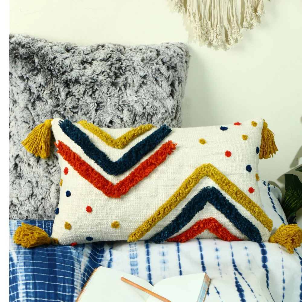 Multicolor Hand Tufted Cotton Cushion Cover 30 x 50cms