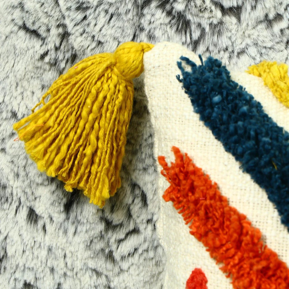 Multicolor Hand Tufted Cotton Cushion Cover 30 x 50cms