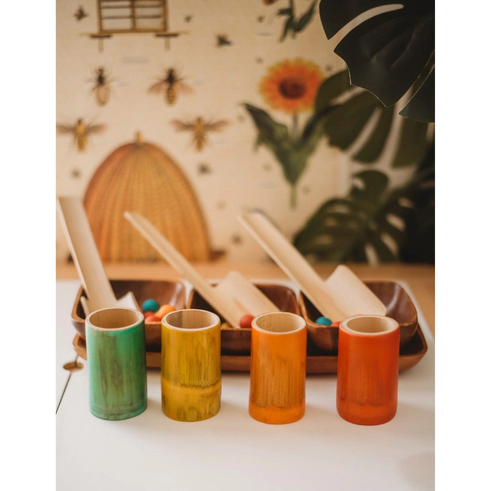 Multicolor Rainbow Bamboo Sorting Tubes