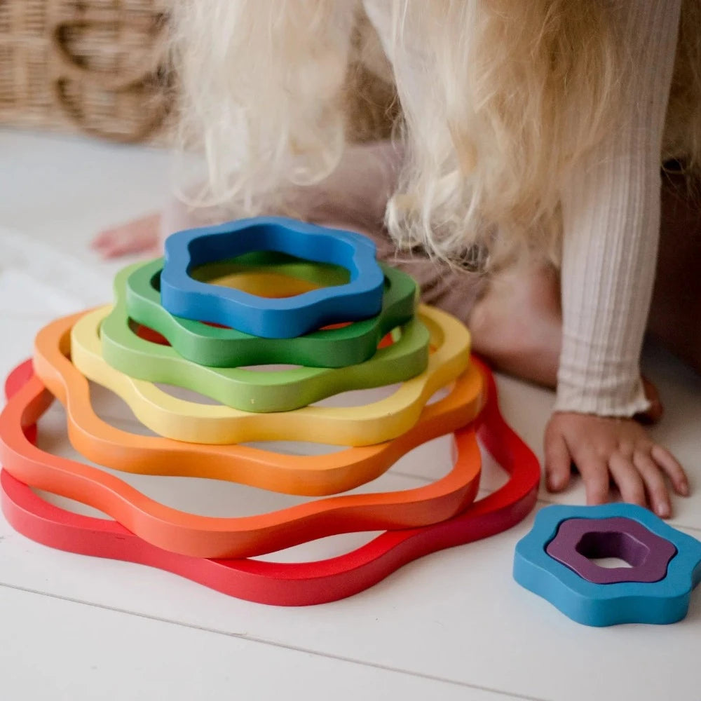 Multicolor Wooden Rainbow Flowers