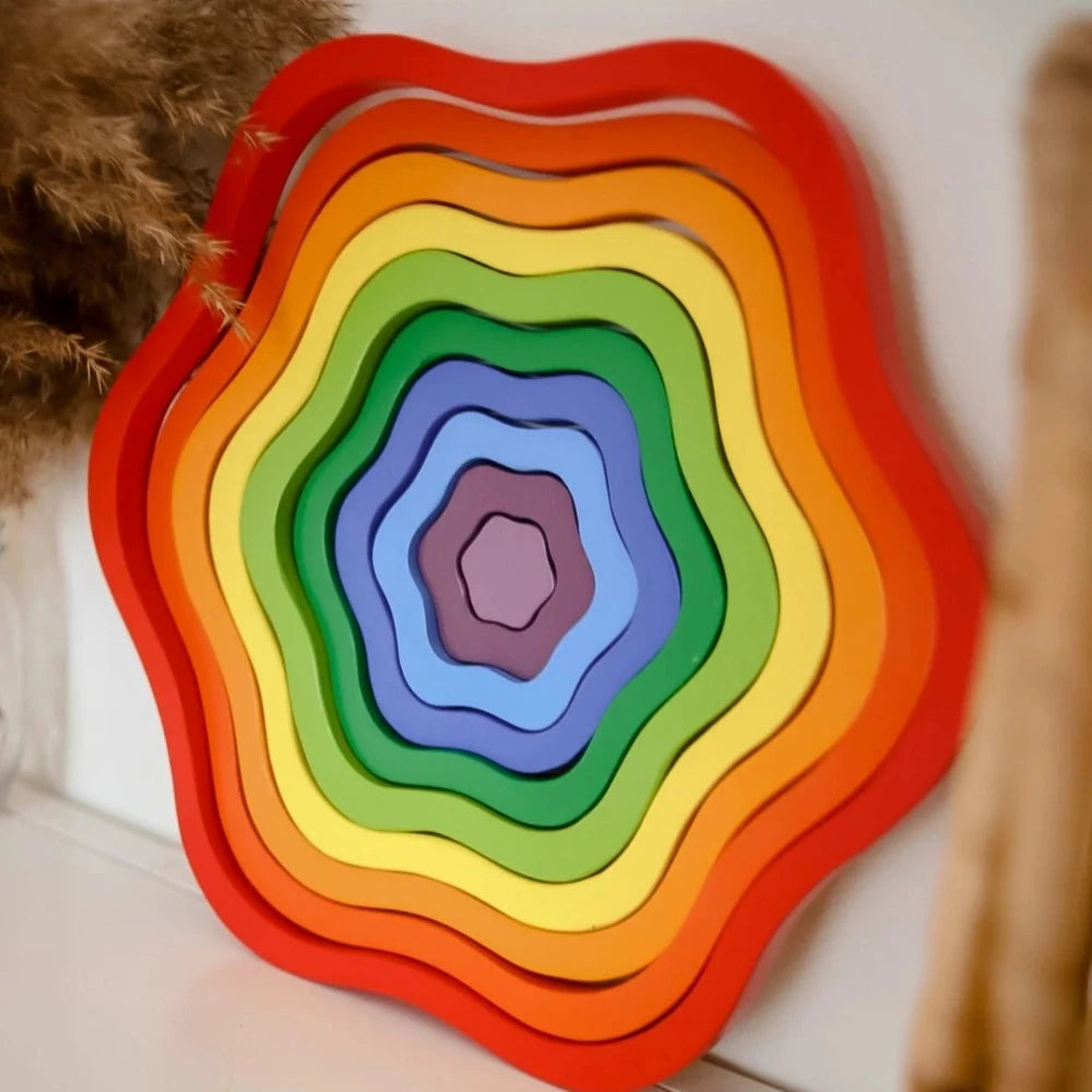Multicolor Wooden Rainbow Flowers