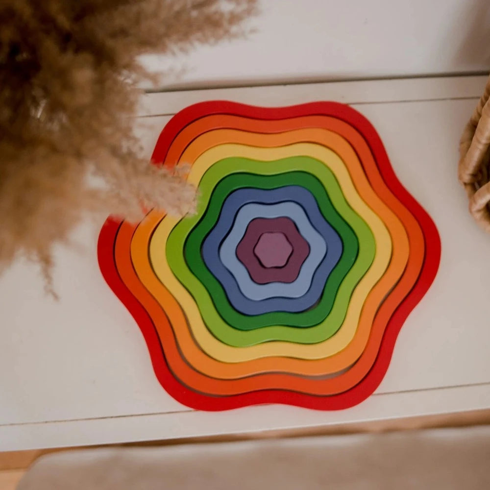 Multicolor Wooden Rainbow Flowers