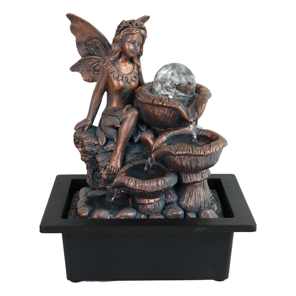 Mushroom Fairy Polyresin Fountain Tabletop Decor