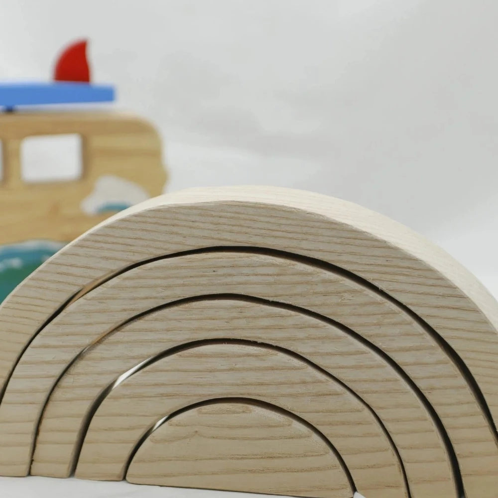 Natural 5-piece Stacking Rainbow Blocks