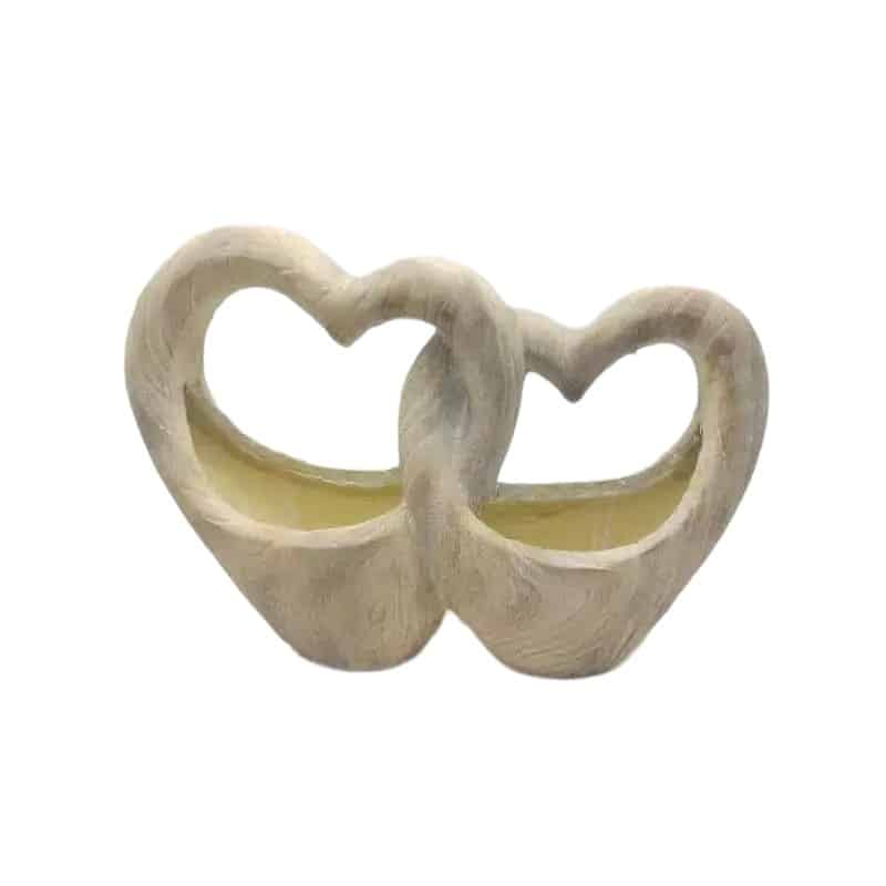 Natural Color Double Heart Planter with Hole Plug