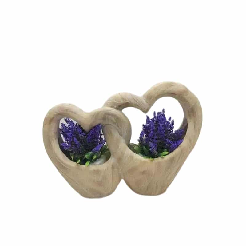 Natural Color Double Heart Planter with Hole Plug