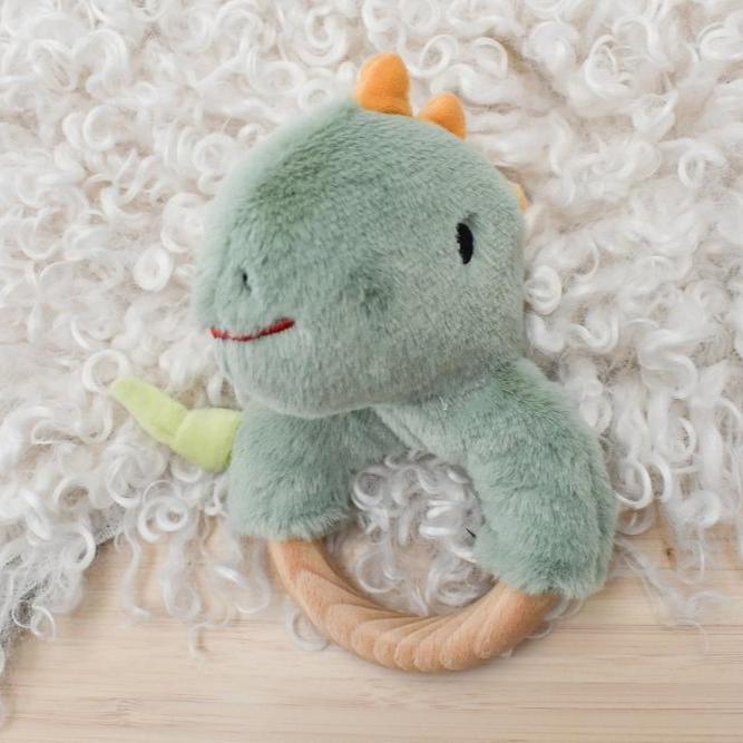 Natural Comfort Minty Dino Wooden Ring Rattle