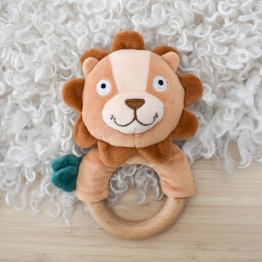 Natural Comfort Snuggle Berry Bunny Wooden Ring Rattle