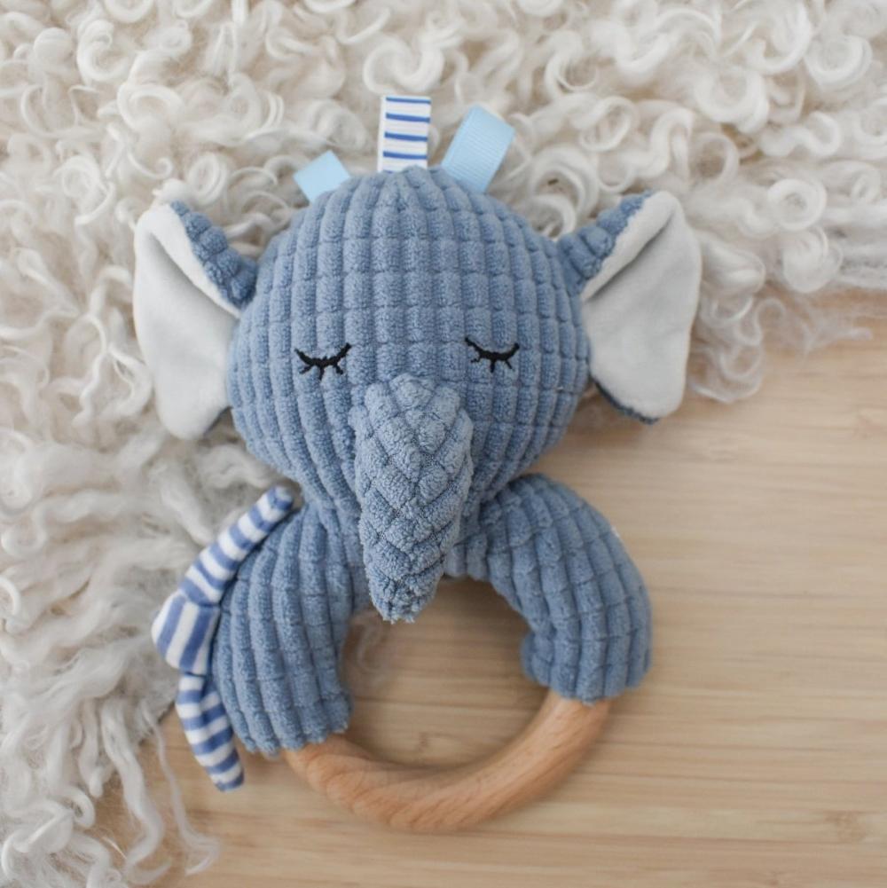 Natural Comfort Trunks Elephant Wooden Ring Rattle