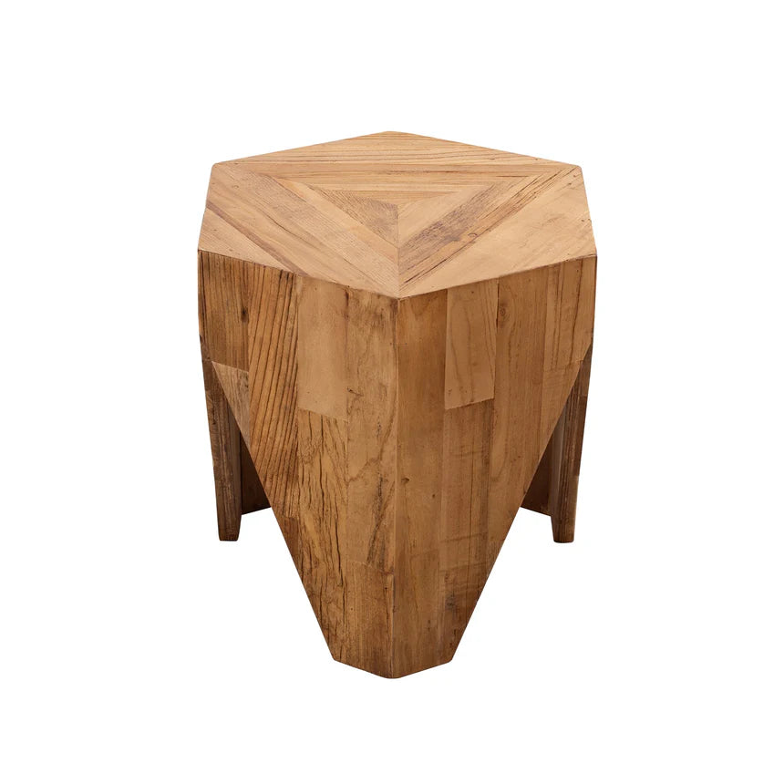 Natural Finish Elm Wood Side Table