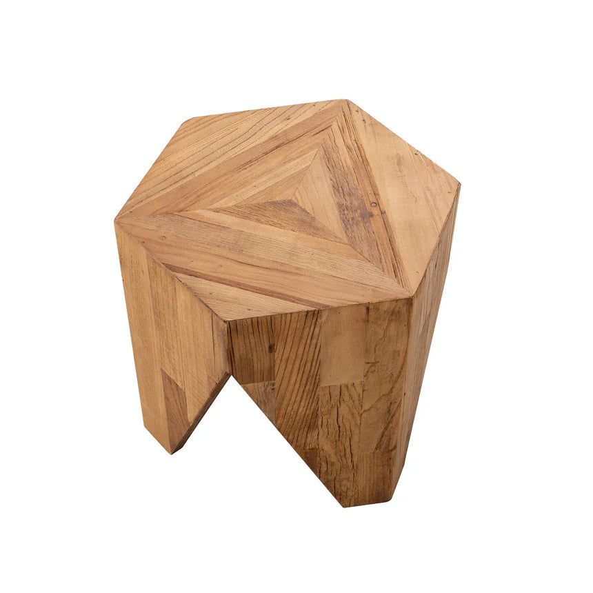 Natural Finish Elm Wood Side Table