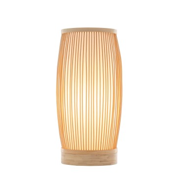 Natural Hand-Woven Bamboo Cylinder Table Lamp