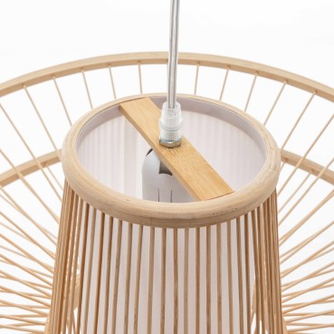 Natural Hand-Woven Bamboo Double Wide Brim Pendant Lamp - Large