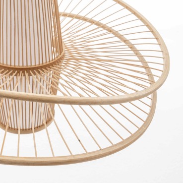 Natural Hand-Woven Bamboo Double Wide Brim Pendant Lamp - Large