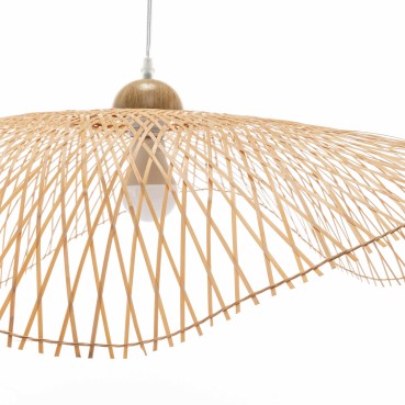 Natural Hand-Woven Bamboo Wave Pendant Lamp - Large