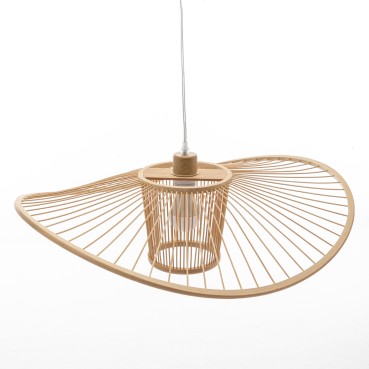 Natural Hand-Woven Bamboo Wide Brim Pendant Lamp - Large