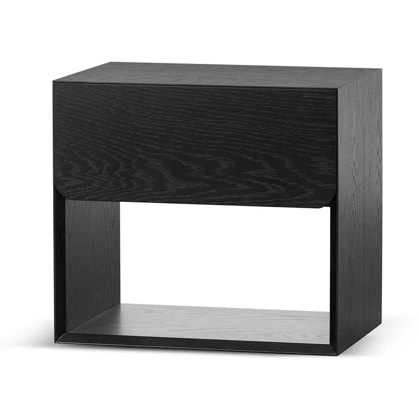 Natural Oak Bedside Table 55cms - Black